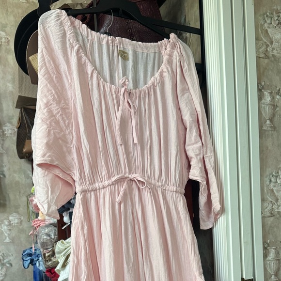 FREE PEOPLE SHORE CHIC TIERED MAXI DRESS PINK ML - Picture 7 of 8